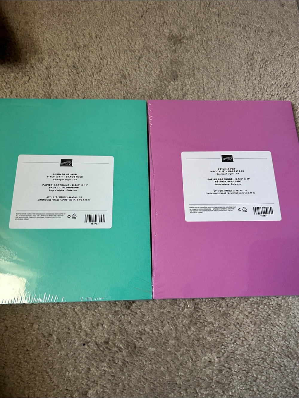 NEWStampin Up! Summer Splash and Petunia Pop 8.5x11 cardstock